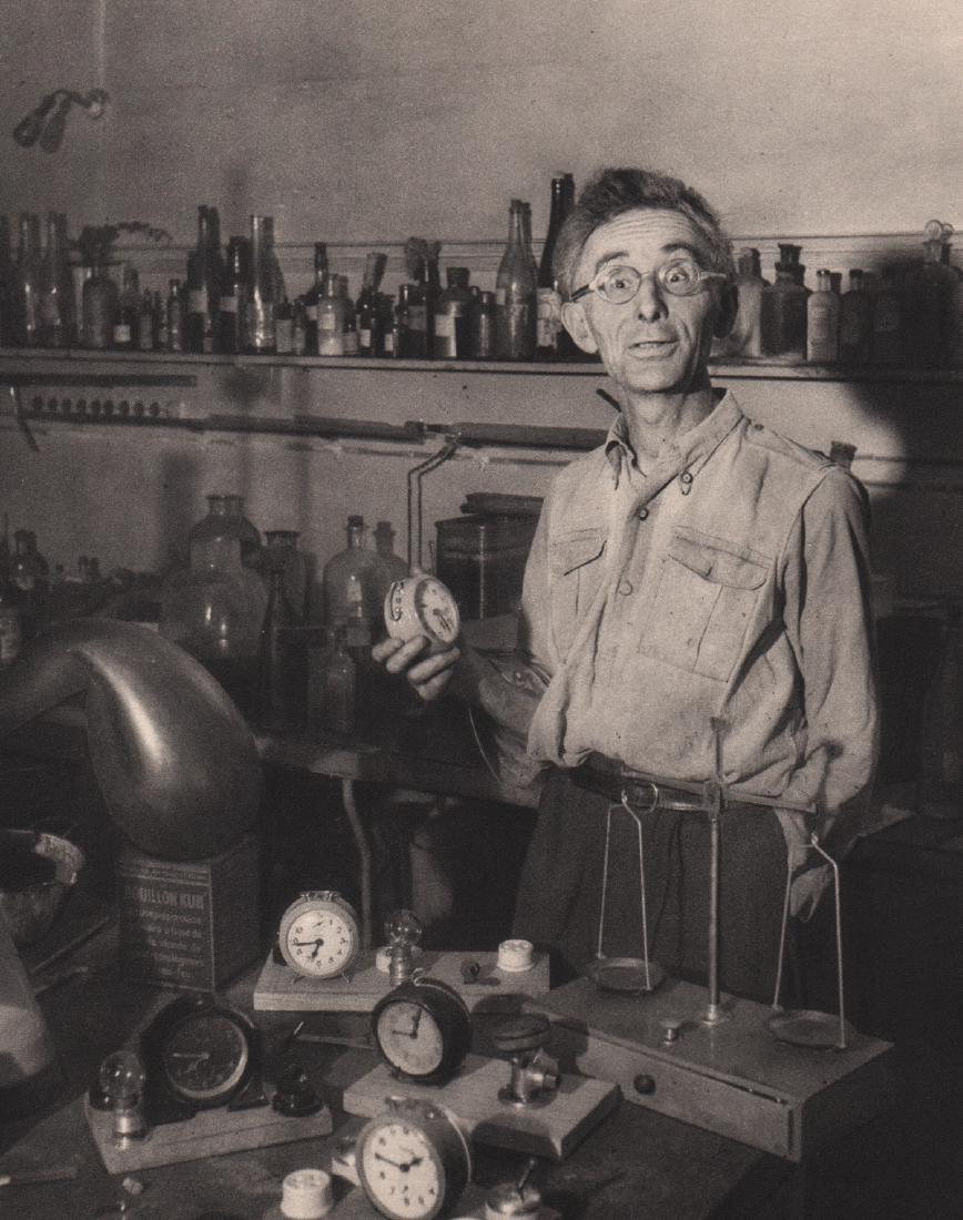 ROBERT DOISNEAU - The Inventor: Artist: ROBERT DOISNEAU Print Title: The Inventor Medium: Sheet-fed Gravure Printing Date: 1949 Printed in Switzerland Image Size: 6 x 7.25 inches Robert Doisneau (1912-1994) was a French photographer