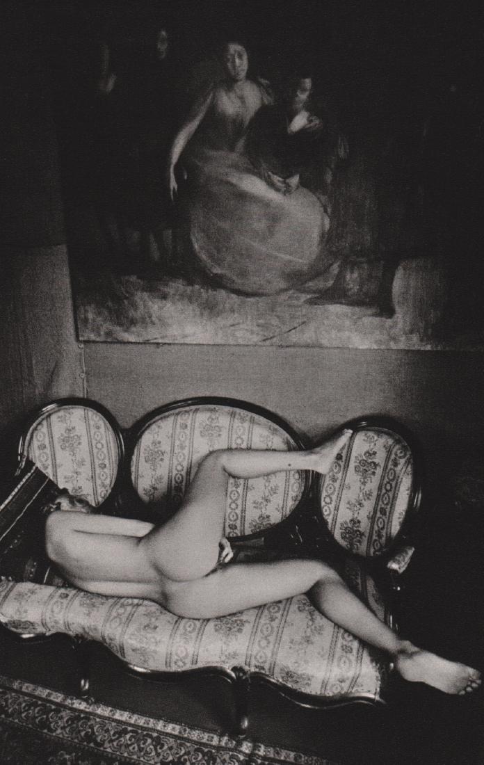 JEANLOUP SIEFF - Nude Woman on the Canape: Artist: JEANLOUP SIEFF Print Title: Nude Woman on the Canape Medium: Sheet-Fed Gravure Printing Date: 1983 Printed in France Image Size: 5.5 x 8.5 inches Jeanloup Sieff (1933-2000) was a French photog