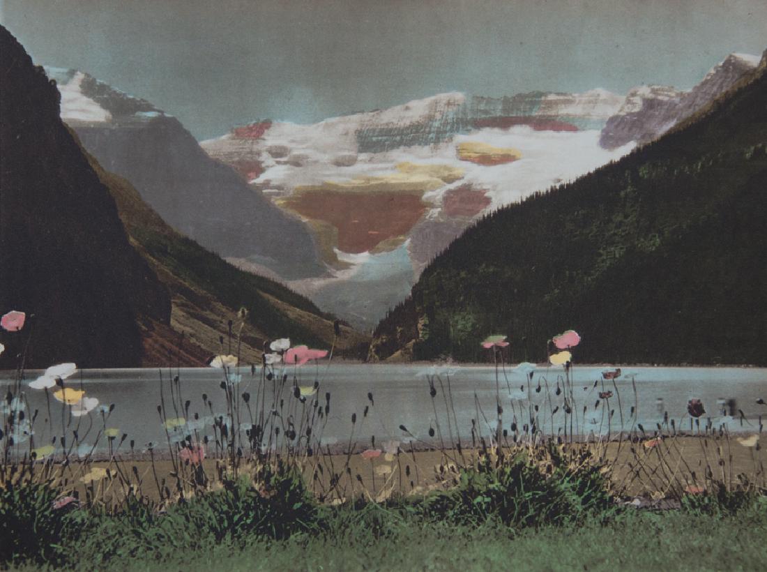 BYRON HARMON - Lake Louise, Victoria Glacier: Artist: Byron Harmon Title: Lake Louise, Victoria Glacier1930 hand Colred Vandyck Gravure, England Dimensions: 9.75x7.5" Unmounted, no margins Please note that this lot has a confidential reserve. Whe
