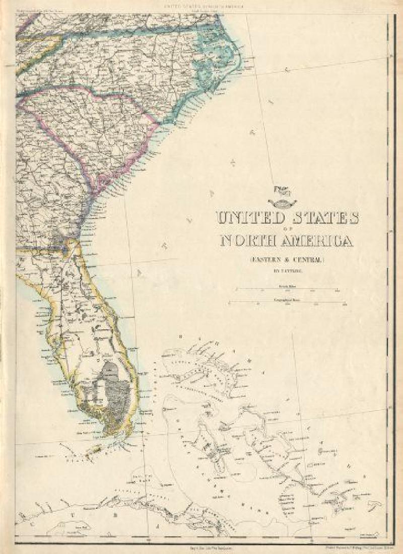 Ettling: Antique Map of USA SOUTH EAST, 1863 (1 of 2)