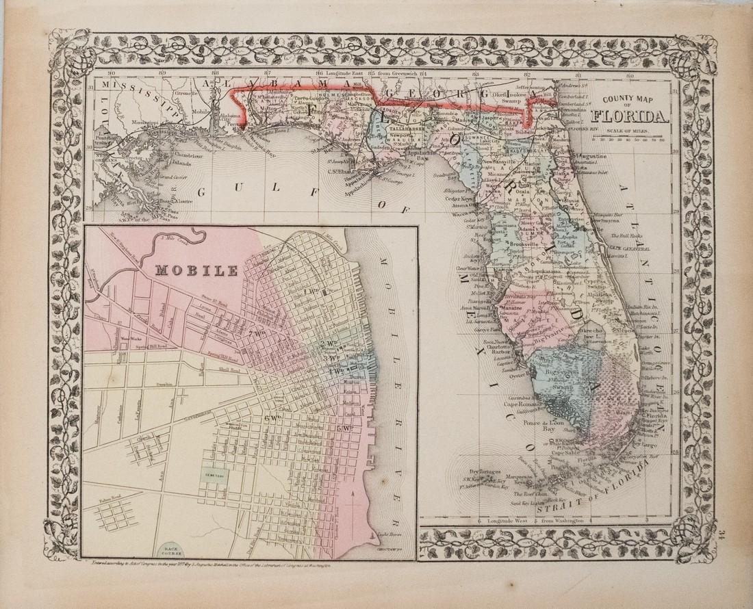 1874 Mitchell Antique Map of Florida (1 of 1)