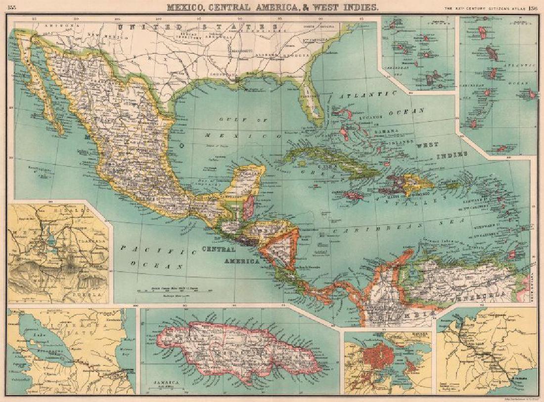 Bartholomew:  Map of Mexico Central America West Indies (1 of 2)