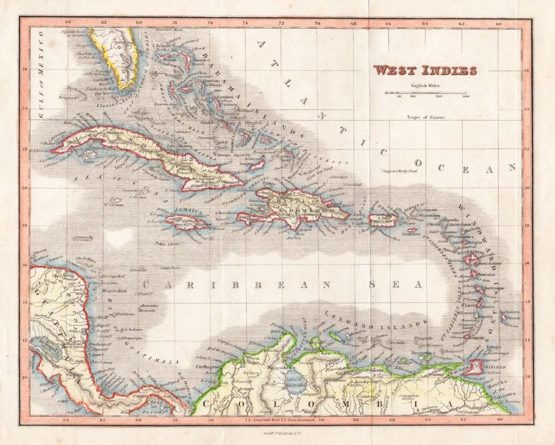 Fullarton: Antique Map of the West Indies, 1845 (1 of 1)