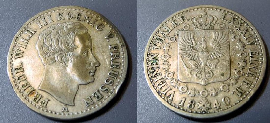 Germany, Prussia, silver 1/6 thaler, 1840-A (1 of 1)