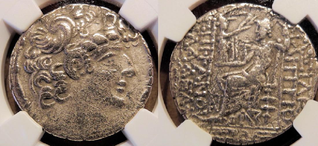 Syria Antioch under Roman Rule 64 BC silver tetradrachm: Syria, Antioch under Roman Rule, after 64 BC, silver tetradrachm, Philip Philadelphus 45 B.C. Antioch silver 27mm As Roman domination spread across Europe, conquered cities and kingdoms could maintain