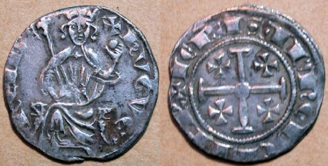 Crusader silver Coin Cyprus Hugh Hugh IV 1324-1359 AD: Crusader silver coin, Cyprus, Hugh Hugh IV 1324-1359 AD, AR gris 1330 A.D. Greece silver 26mm 26mm, 4.37 grams lots of detail dark toning overall Please note that this lot has a confidential reserve. 