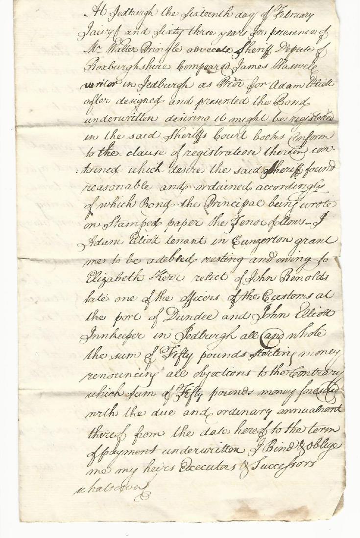 1763 Manuscript Scottish Bond (1 of 2)