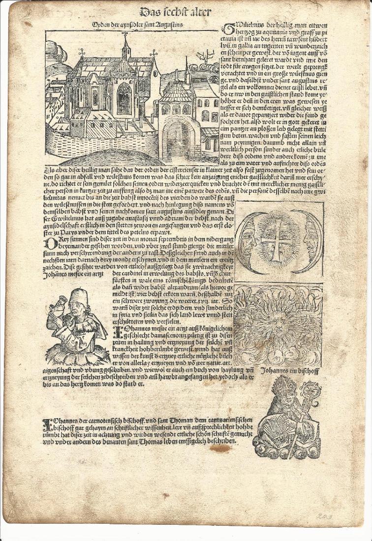 1493 Leaf Nuremburg Chronicle w/ Woodcuts German (1 of 2)