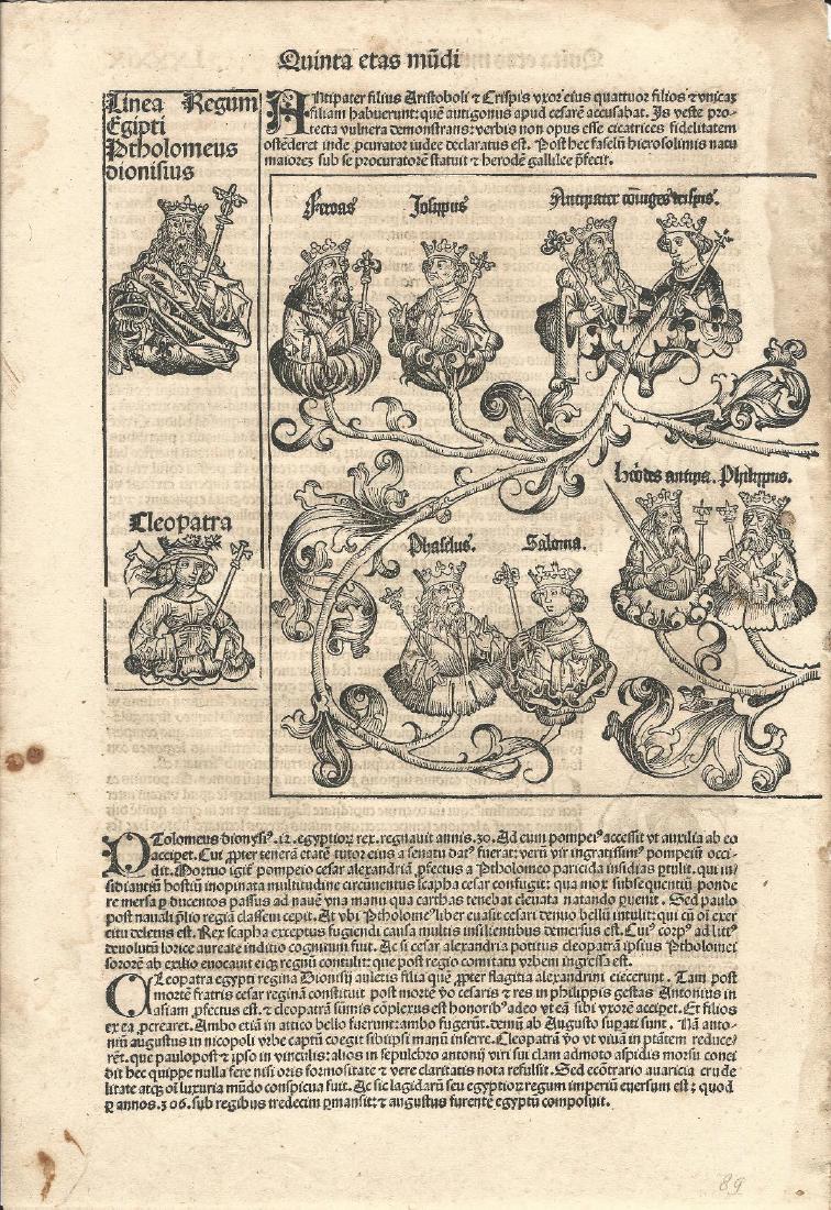 1493 Nuremburg Chronicle Leaf Latin w/ Woodcuts (1 of 2)
