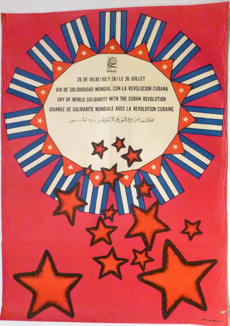Solidarity With The Cuban Revolution Poster: 1975, 19x27 inches. Designed By Ortiz de Zarate. Political posters from Cuba were printed in limited editions and were distributed around the world in the struggle against the US, and in support of re