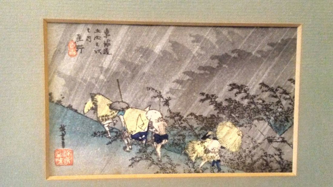 Ando Hiroshige Woodblock Caught in the rain (1 of 3)