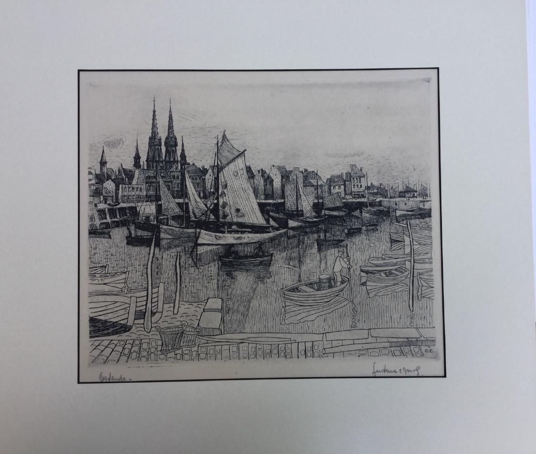 Gustave Camus Vintage Signed Lithograph Harbor Scene (1 of 6)