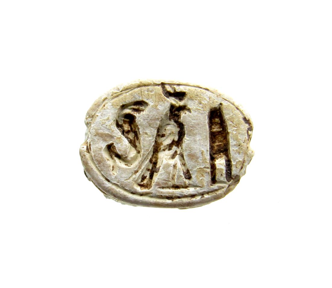 Ancient Egyptian Steatite Scarab Hieroglyphs Symbols: Ancient Egyptian Steatite Scarab with Hieroglyphs Symbols Circa 1782 B.C - 1570 B.C. Ancient Egyptian Steatite Scarab with Hieroglyphs Symbols. Professionally cleaned and polished to show original det