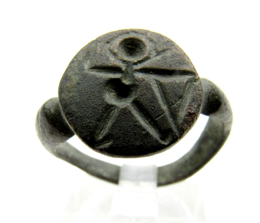 Ancient Roman Bronze Ring with a Warrior on the Bezel (1 of 3)