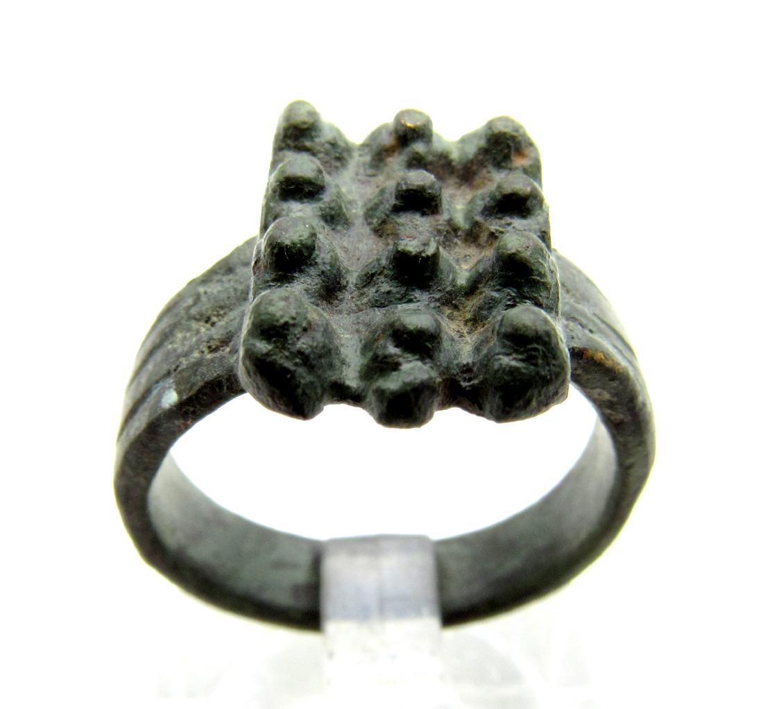 Medieval Viking Era Bronze Ring with Rows of Spikes (1 of 3)