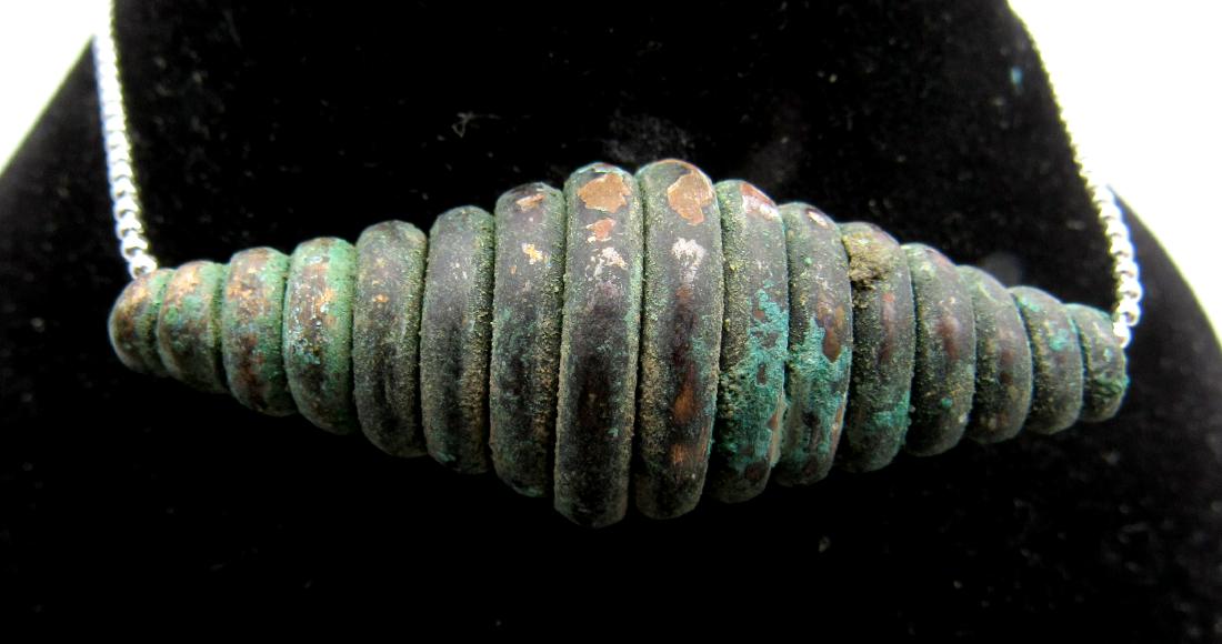 Medieval Viking Era Coiled Bronze Bead Pendant (1 of 2)