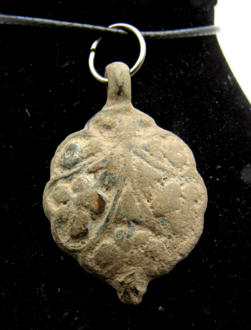 Medieval Viking Era Bronze Floral Shield Pendant (1 of 2)