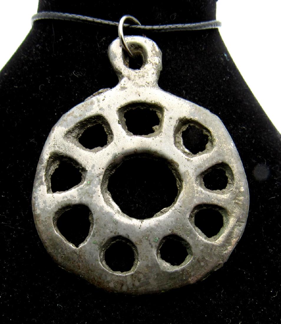 Ancient Roman Bronze Wheel of Fortune Pendant (1 of 2)