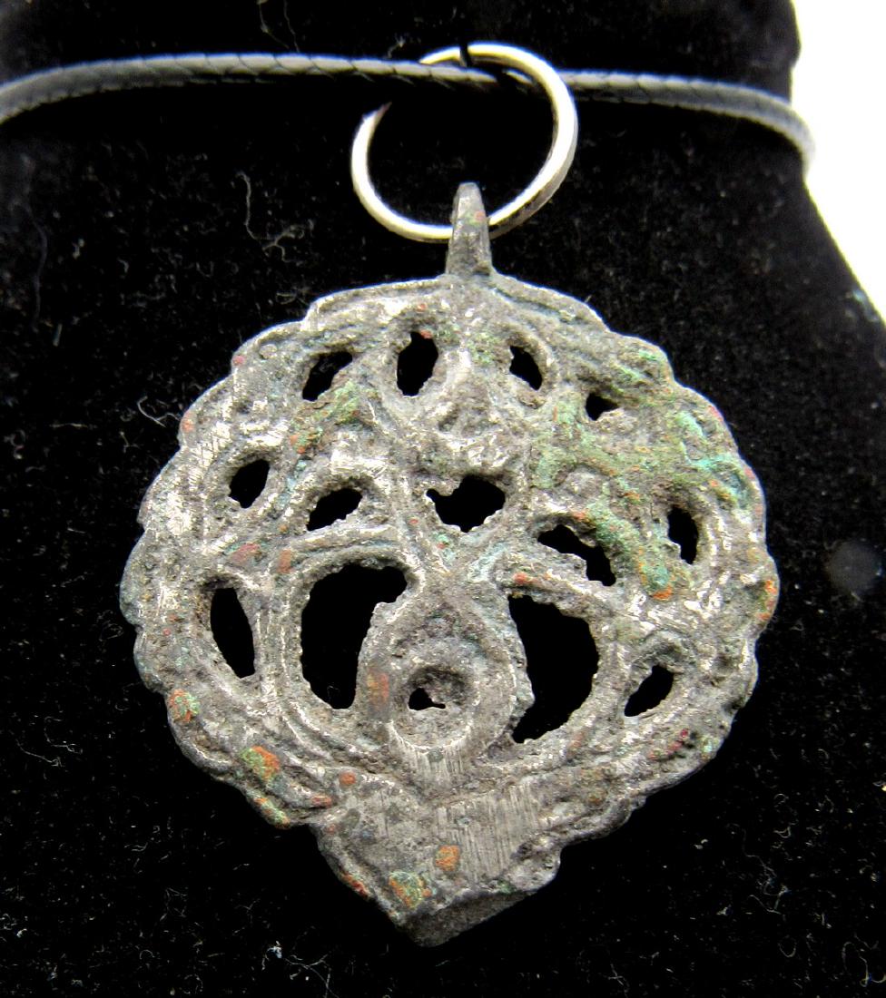 Medieval Viking Era Silvered Bronze Snake Pendant (1 of 2)