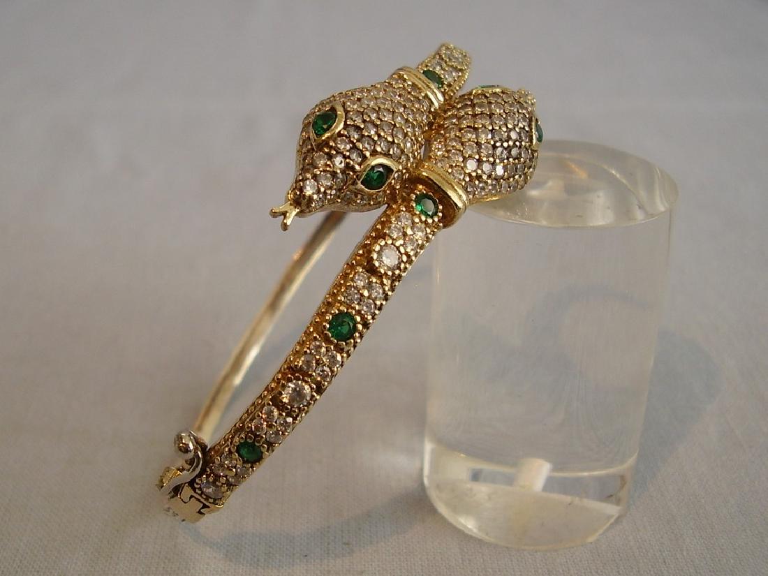 Sterling Silver Figural Two Snakes Bracelet (1 of 8)