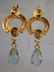 14K Yellow Gold Blue Topaz Diamond Earrings, 4.06ctw - 4