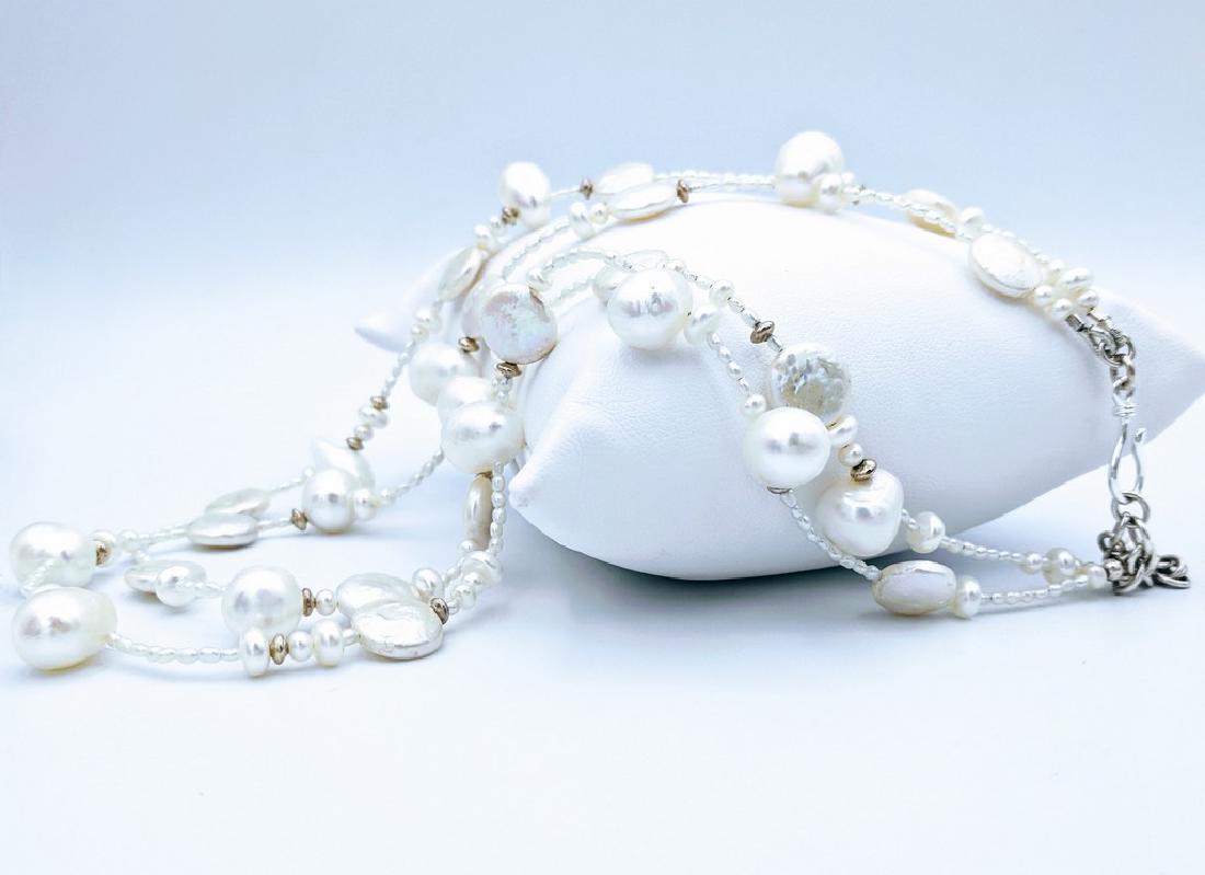 Sterling Silver Double Stranded Pearl Necklace (1 of 2)