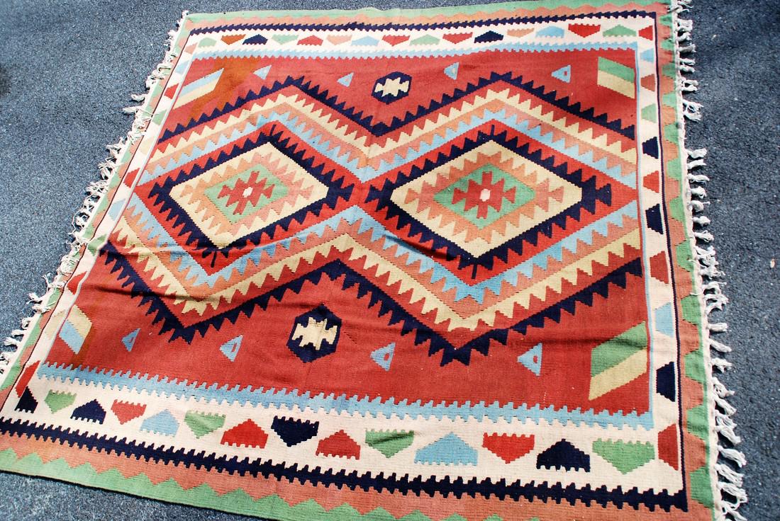 Vintage Afghan Kilim South West Indian Motif Rug Sq 6.3 (1 of 5)