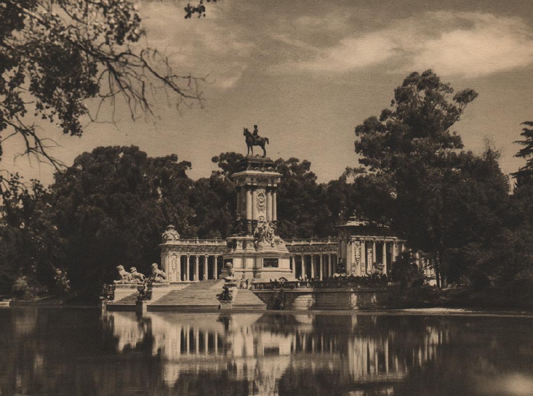 JOSE ORTIZ ECHAGUE - Monument to Alfonso XII: Artist: JOSE ORTIZ ECHAGUE Print Title: Monument to Alfonso XII, Madrid Medium: Sheet-fed Gravure Printing Date: 1950 Printed in Spain Image Size: 8 x 6 inches Jose Ortiz Echague (1886 - 1980) was a S