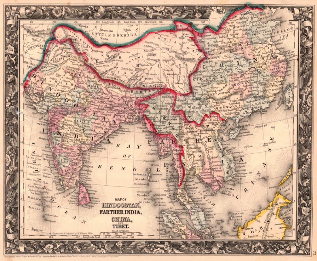Map of Hindoostan, Farther India, China, and Tibet 1861 (1 of 1)