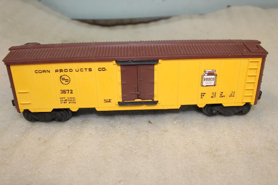Lionel Postwar 3672 Painted Bosco Milk Car RARE: Lionel Postwar 3672 Painted Bosco Milk Car. This is a tough car to find in the painted version. Car is excellent condition, very clean body. 1959-60 Please note that this lot has a confidential reserv