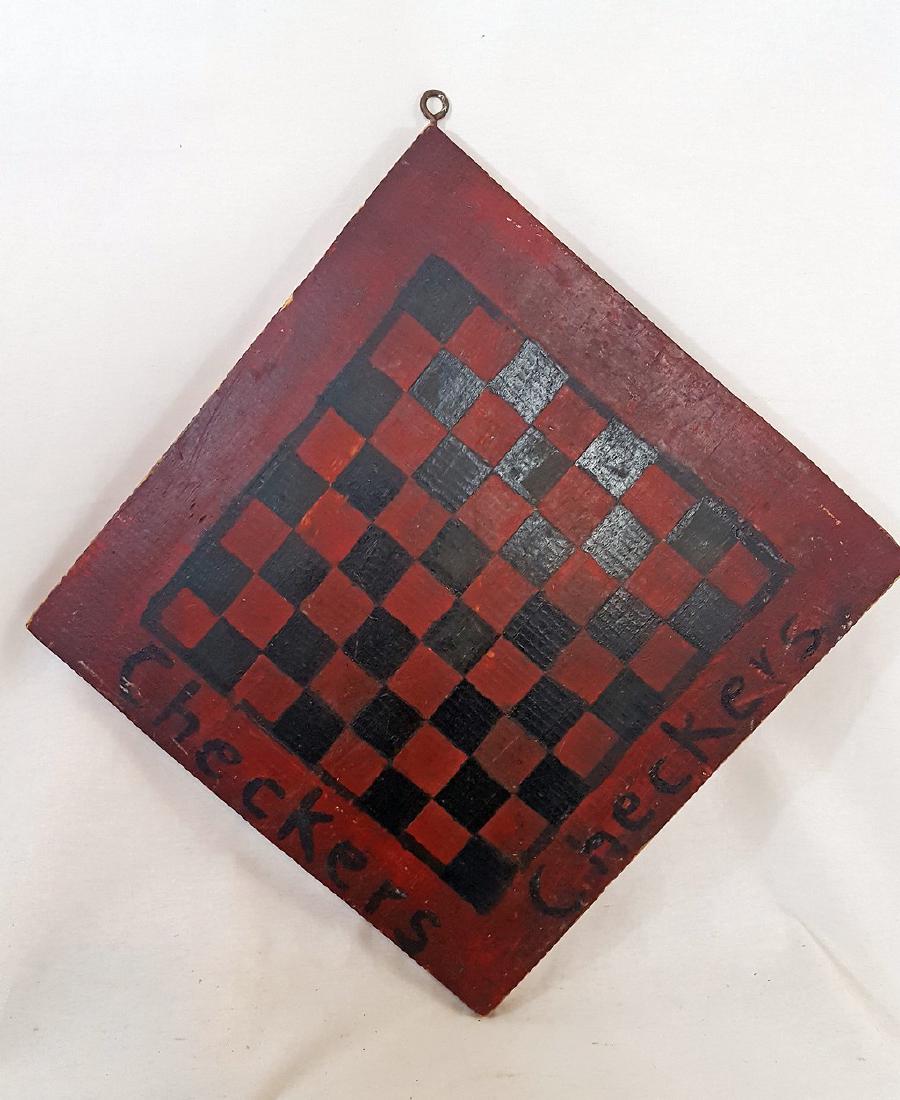 Single Board Vermont Folky Checkers Board Ca 1930 (1 of 3)
