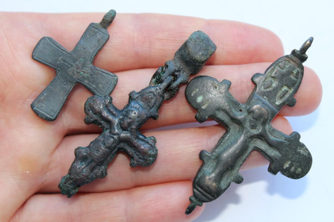 Medieval Bronze Cross Pendants (3 Items) (1 of 6)
