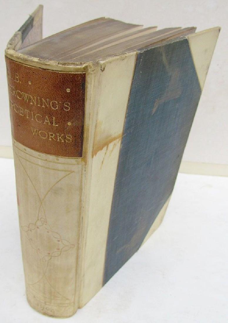 1904 Antique Vellum Poetry by Elizabeth Browning Book (1 of 2)