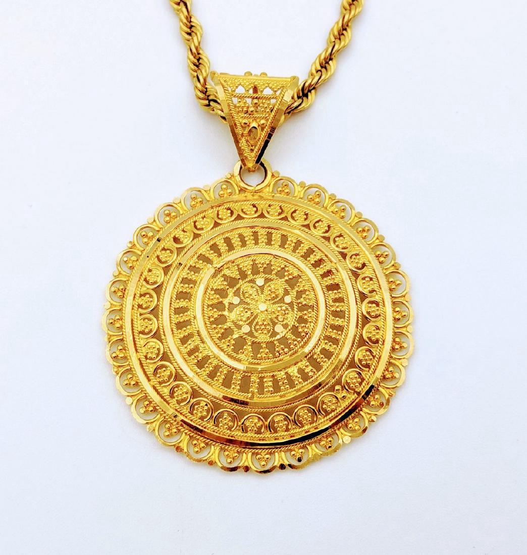 21K Gold Roped Necklace and Pendant (1 of 3)