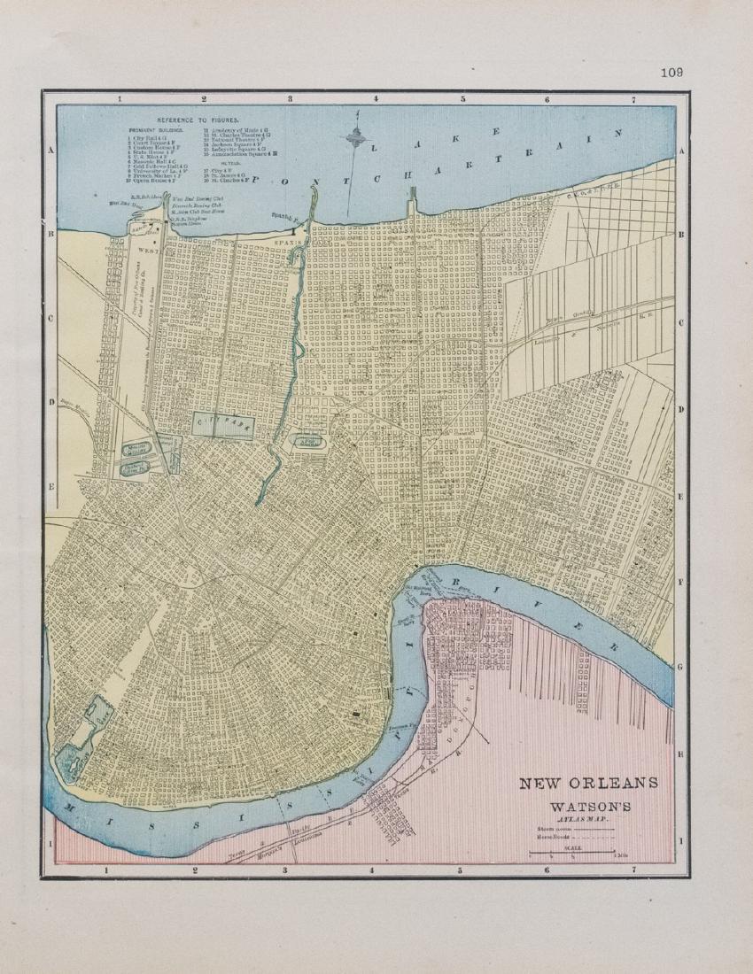 1891 Watson Cram Map of New Orleans, Verso Atlanta: Title/Content of Map: 1891 Watson Cram Map of New Orleans, Verso Atlanta -- New Orleans verso Atlanta1891, Chicago Cartographer: G Cram / Watson & Co Size: 11.3 X 9.4 in. Very nice maps showing street