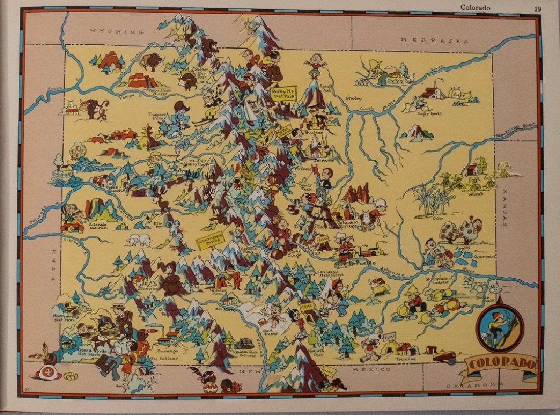 1938 R Taylor White Pictorial Map of Colorado -- (1 of 1)