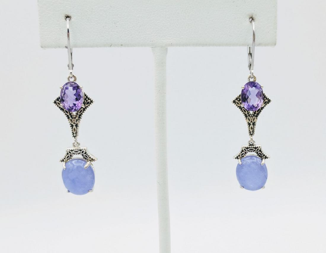 Sterling Silver Violet Jade Amethyst Earrings (1 of 3)