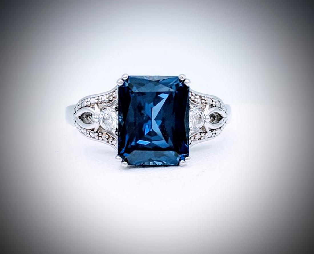 Sterling Silver Blue Sapphire Cubic Zirconia Ring (1 of 3)