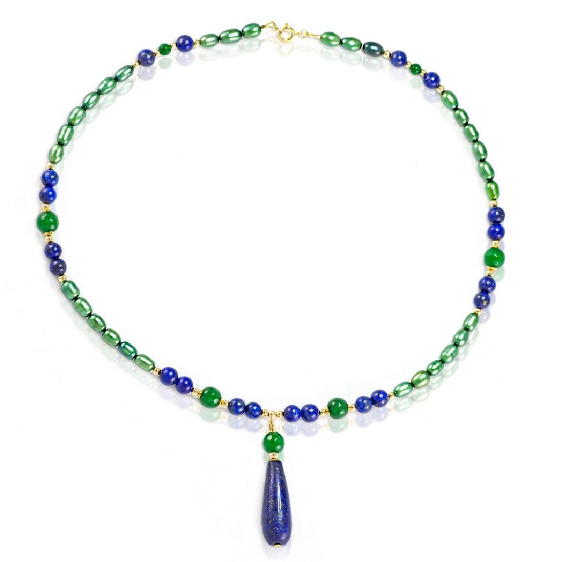 14K Imperal Jade and Lapis Lazuli Vintage Style (1 of 5)