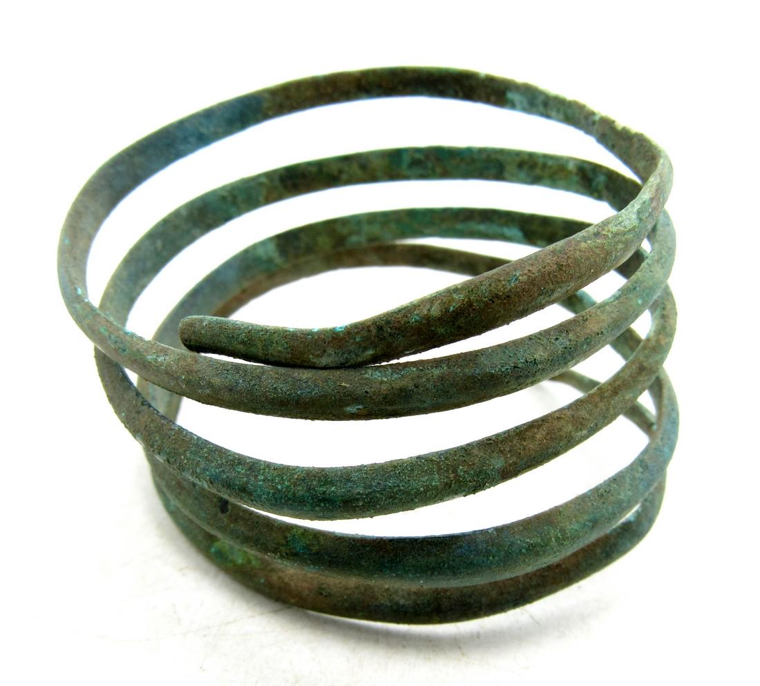 Medieval Viking Era Bronze Bracelet Coiled Like A Snake (1 of 3)