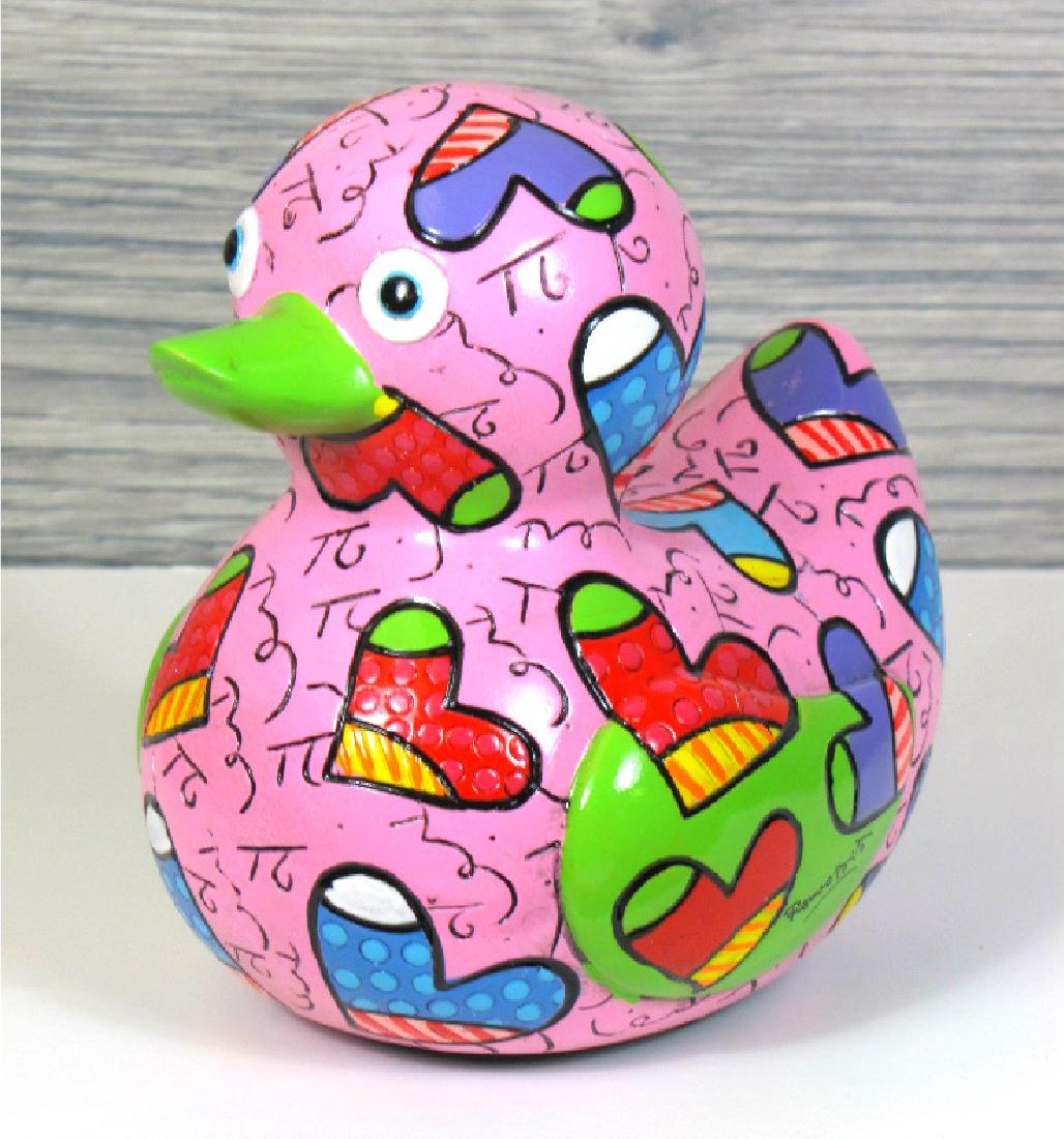 Romero Britto: Duck Pink Hearts statue - Limited (1 of 4)
