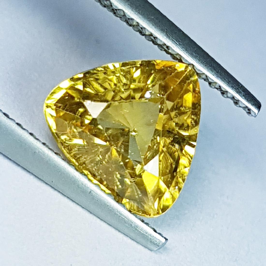 Golden Zircon - 2.74 Carat Loose: Item: Golden Zircon - 2.74 ct Loose gemstone Color/Clarity: VVS - VS Carat Weight: 2.74 Size (mm): 8.40 x 8.40 x 4.40 Triangle - Cambodia No Reserve: This lot starts at $1 and has no reserve as a cour