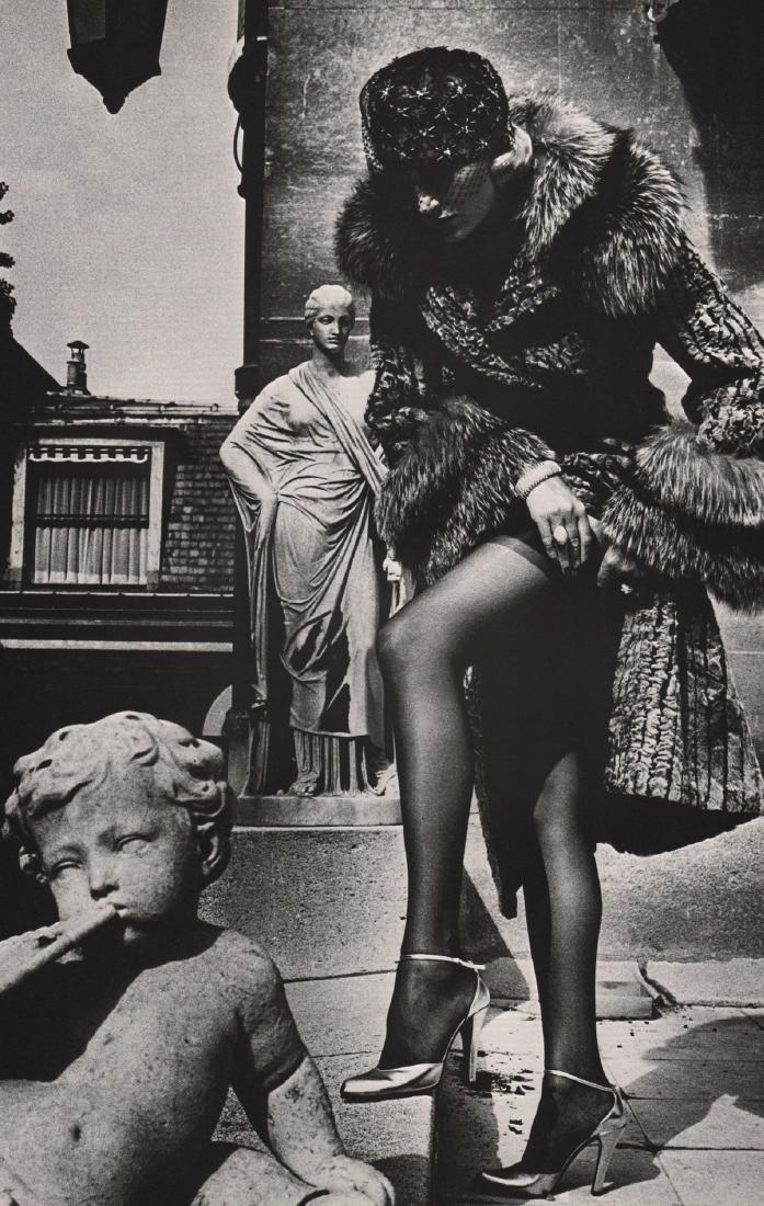 HELMUT NEWTON - Fashion Photograph: Artist: HELMUT NEWTON Print Title: Fashion Photograph, Paris 1976 Medium: Photo-Lithograph Printing Date: 1979 Printed in the USA Image size: 9 x 14 inches Helmut Newton (1920-2004) was a German-Austr