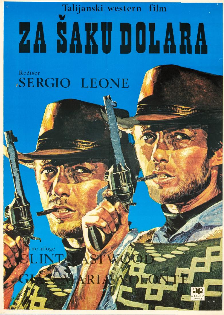 A Fistful of Dollars 1964 Yugoslav Poster: Pictured is a 27" x 29" Yugoslavian one-sheet poster for the 1964 Sergio Leone film A Fistful of Dollars starring Clint Eastwood as Joe. Please note that this lot has a confidential reserve. When you 