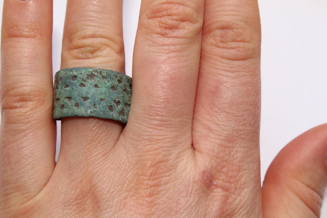 Medieval Slavic Bronze Wide Decorated Ring (1 of 7)