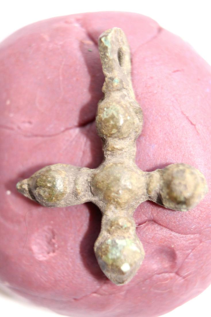 Medieval Bronze Ball Cross Pendant (1 of 4)