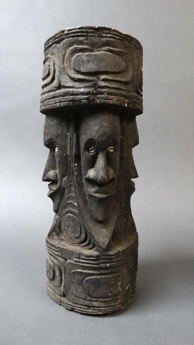 Old 4 Faces Smal Wooden Tabouret / Stool - Sepik (1 of 5)