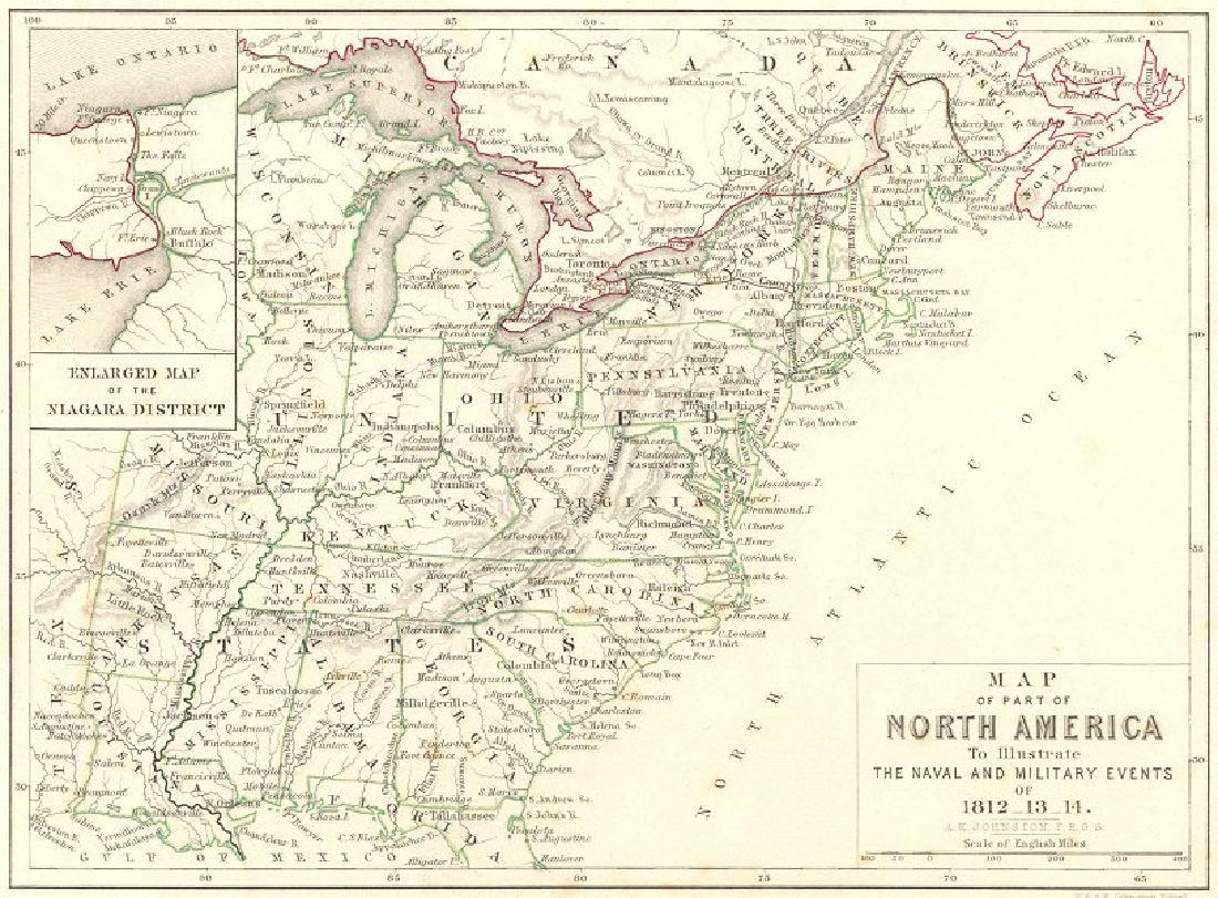 NORTH AMERICA: Map of. Naval & Military events. (1 of 2)