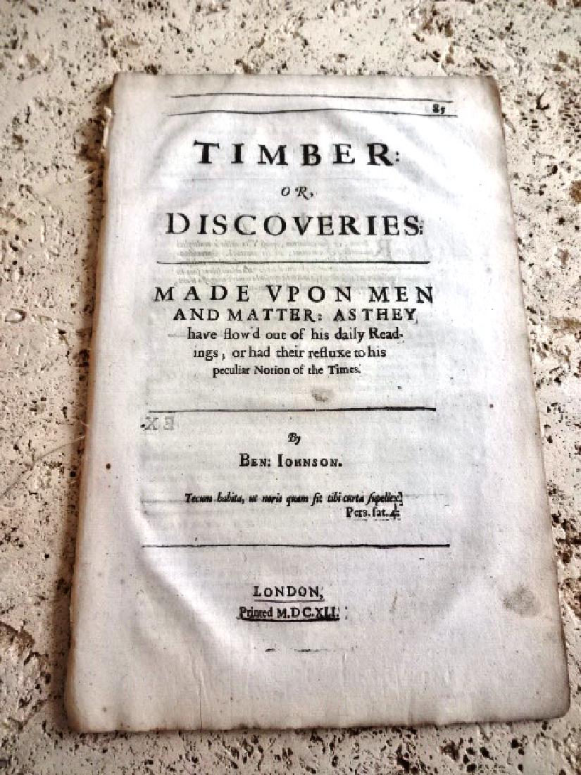 1641 Ben Jonson Play Timber Notion of the Times (1 of 2)
