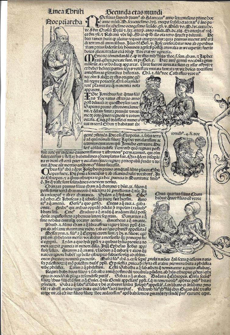 1493 Woodcut Incunabula Leaf Liber Chronicarum (1 of 2)